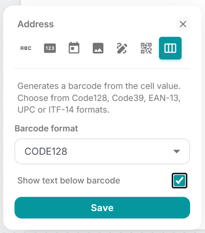 Barcode options