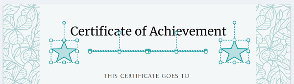 Um modelo de certificado usando uma linha como divisor e uma forma de estrela como detalhe decorativo