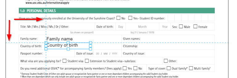 Platzhalter einrasten