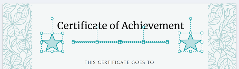 Una plantilla de certificado que utiliza una línea como divisor y una forma de estrella como acento decorativo